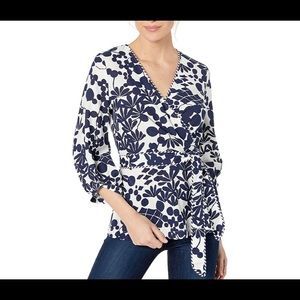 Trina Turk cotton blend wrap blouse